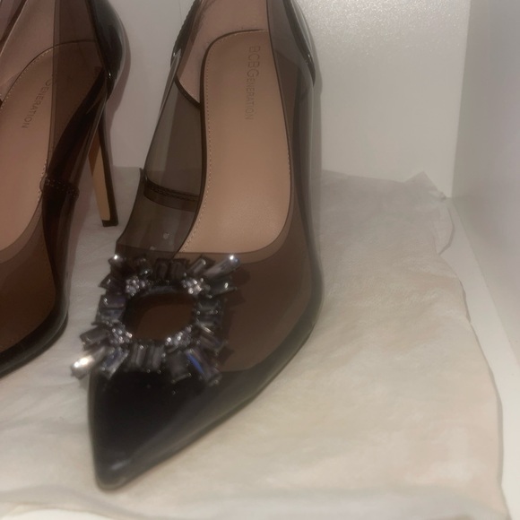 BCBGeneration Hillax Pump Heels Black Clear Size 10 One Rhinestone Missing! - Picture 5 of 14